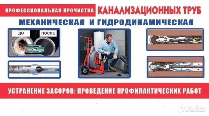 Прочистка канализации/устранение засоров