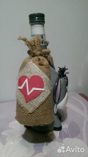 Бутылка интерьерная. Ручная работа. Ослик Иа.Декор