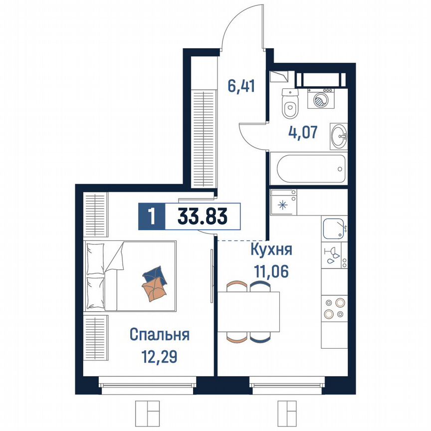 1-к. квартира, 33,8 м², 4/18 эт.