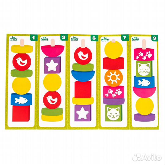 Пирамидка цветные фигуры 15 деталей