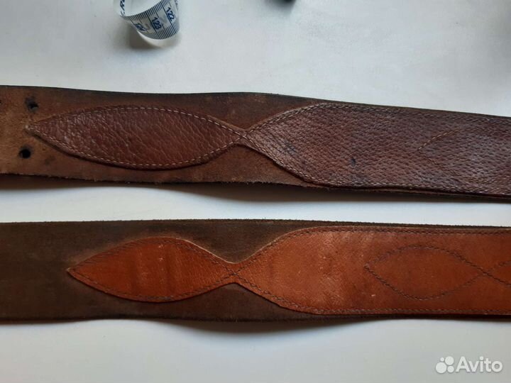 Мужской кожаный ремень коричневый офицерский