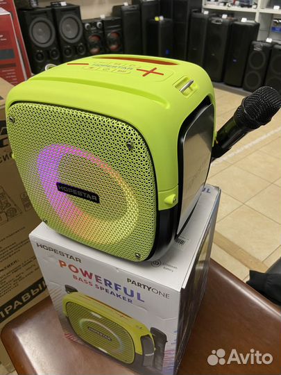 Колонка 80 Вт караоке HopeStar Party One салатовый