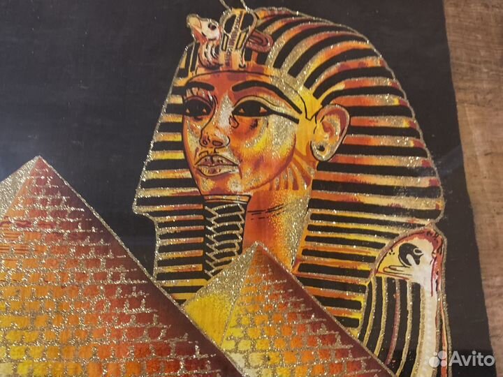 Папирус большой с позолотом в раме, стекло 80х60