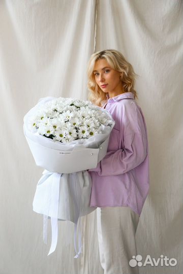 Облако из стойких хризантем 25 шт. Доставка