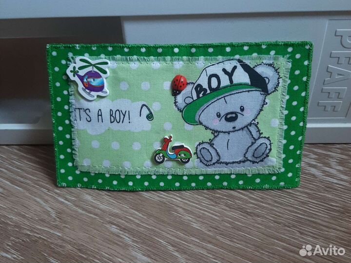 Текстильная открытка ручной работы