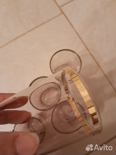 Стаканы розовые с позолотой винтажные