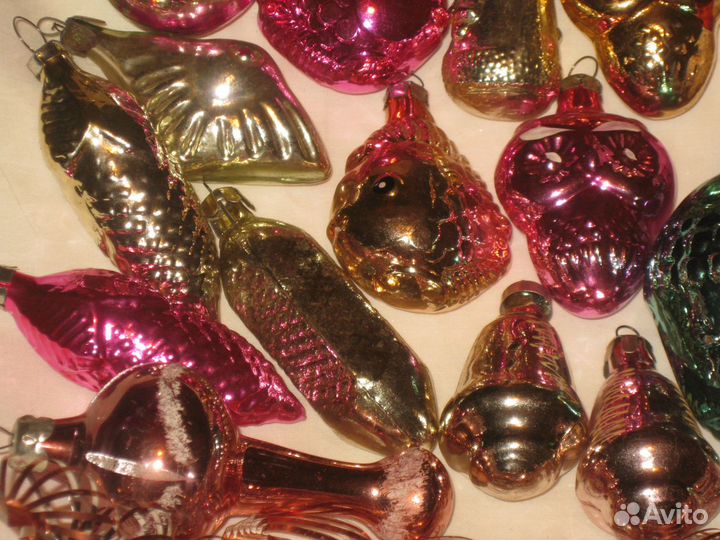 Елочные игрушки. Украшения. Стекло. СССР