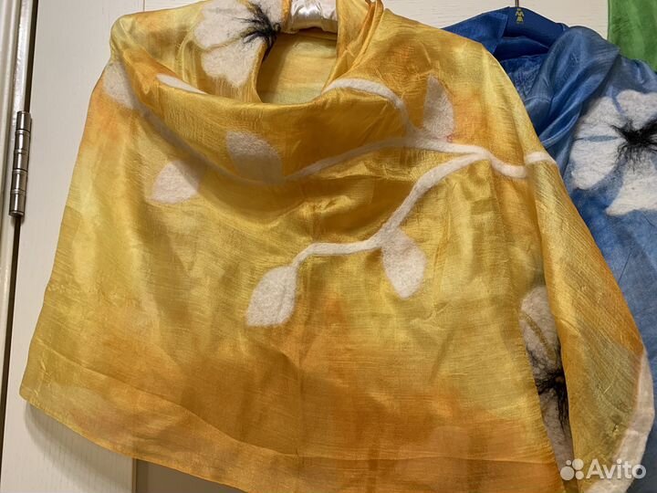 Палантины шелк с валяной шерстью мериноса