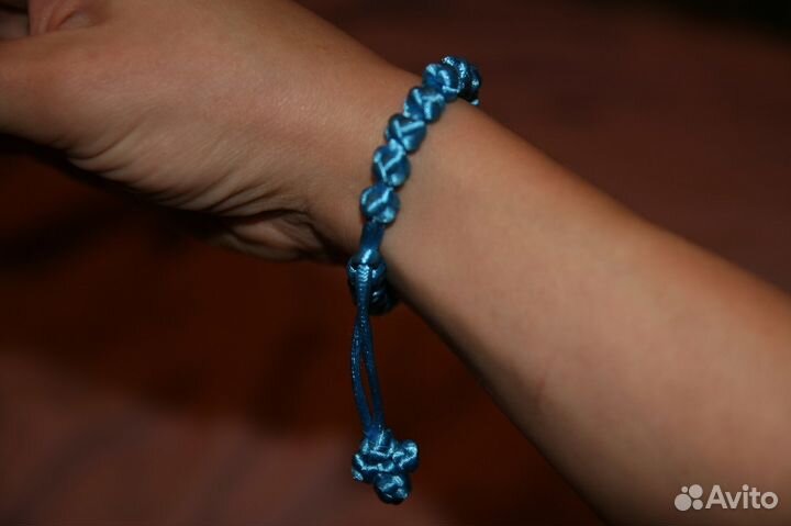 Православные четки, атласный шнур, голубые