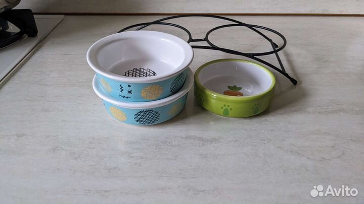 Миски для кошек керамические на подставке