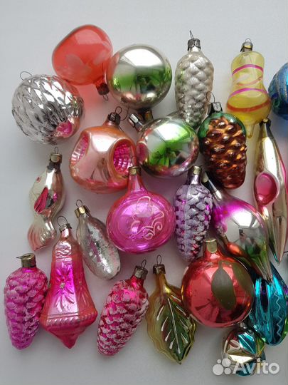 Елочные новогодние игрушки. Стекло СССР. 50 штук