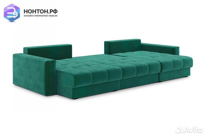 Диван угловой тик-так Монарх М2О1 изумрудный