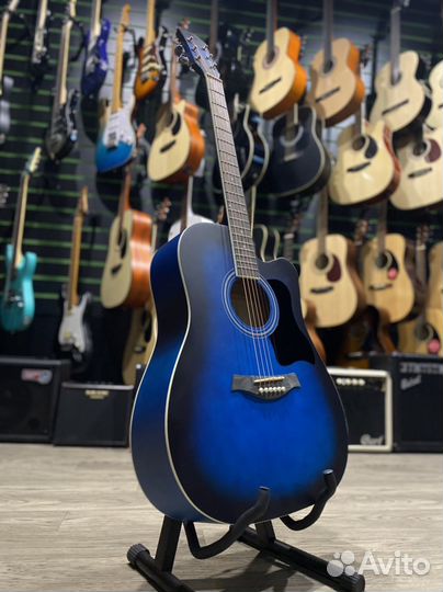 Синяя гитара Shinobi для новичка (Новая)