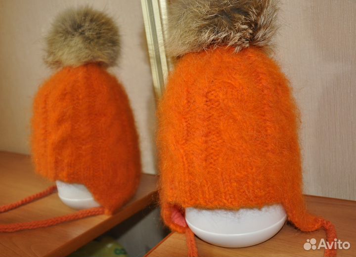 Новые зимние детские вязаные шапки шерсть-пух