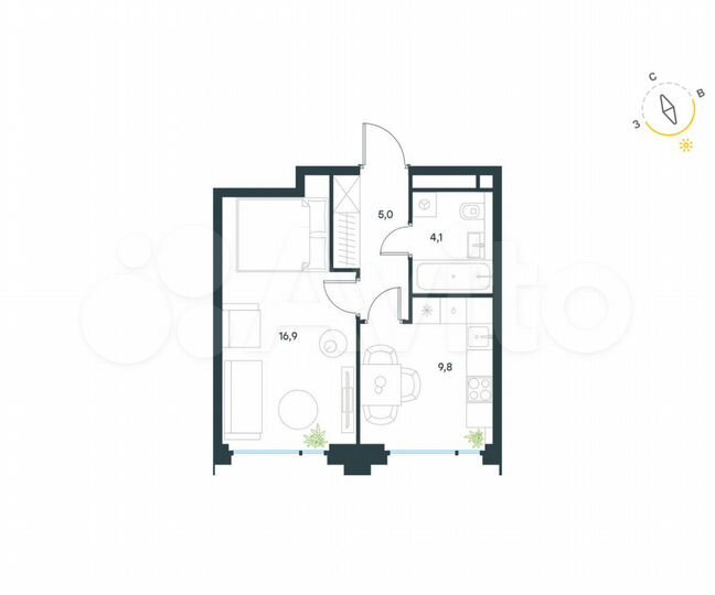 1-к. квартира, 35,8 м², 16/17 эт.