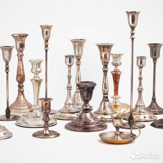 Подсвечники в серебрении - много