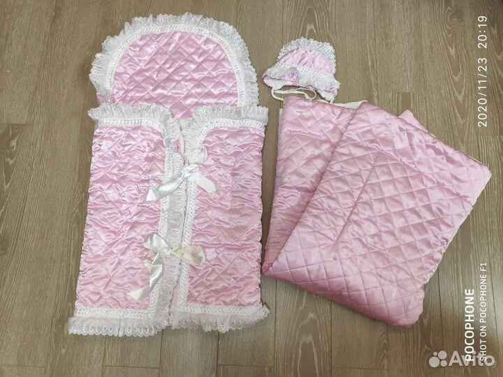 Конверт на выписку с одеялом и конвертом на овчине