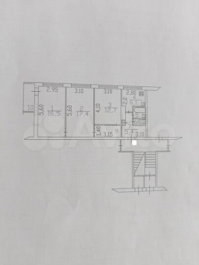 3-к. квартира, 67 м², 1/5 эт.