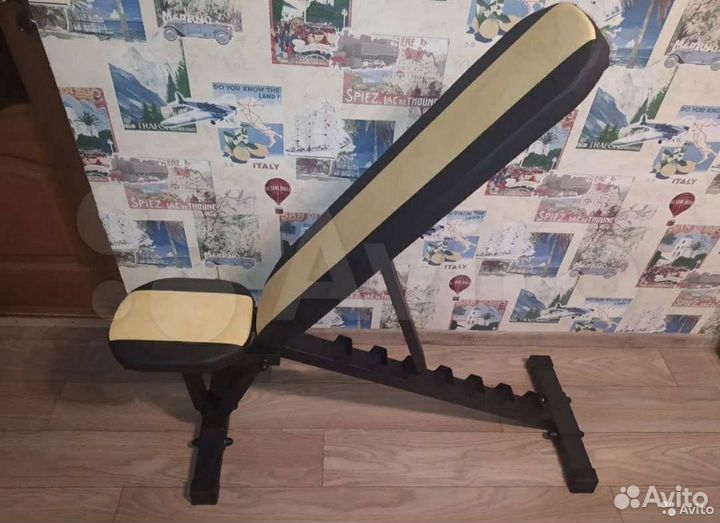 Скамья для жима + гантели 19,5кг каждая