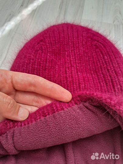 Шапка и капор из пуха норки фуксия