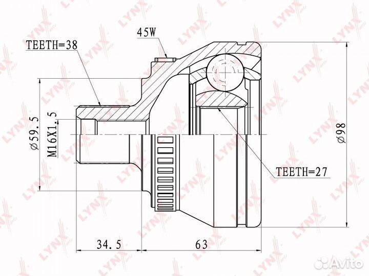 ШРУС наружный перед правлев