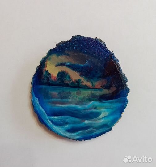 Спилы дерева, декор, мишка, пейзаж