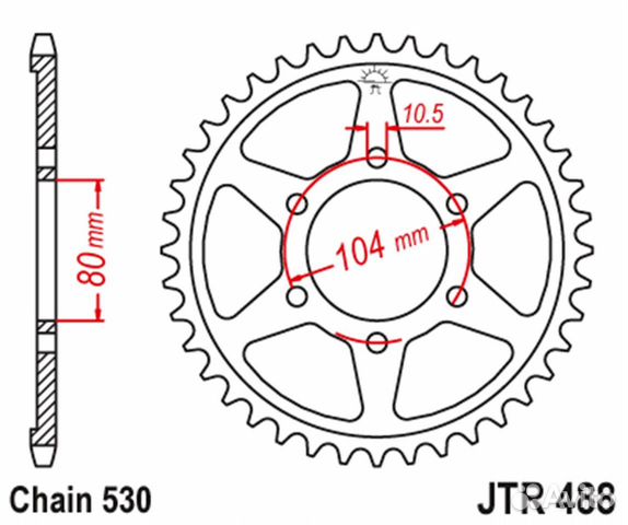Звезда задняя JT JTR488.40 Kawasaki GPZ, KZ, ZR