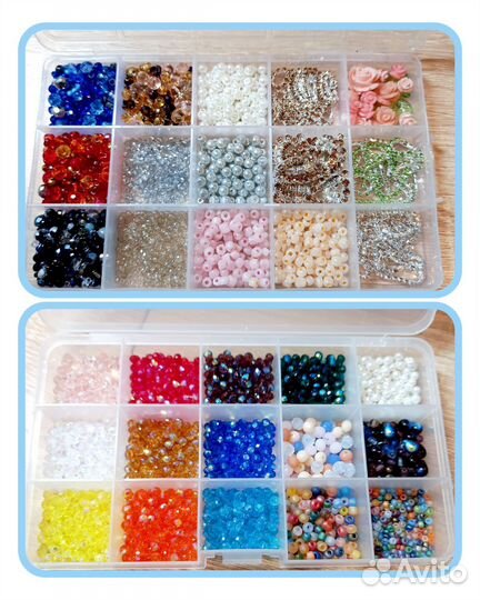 Набор из бусин и стразовых цепочек