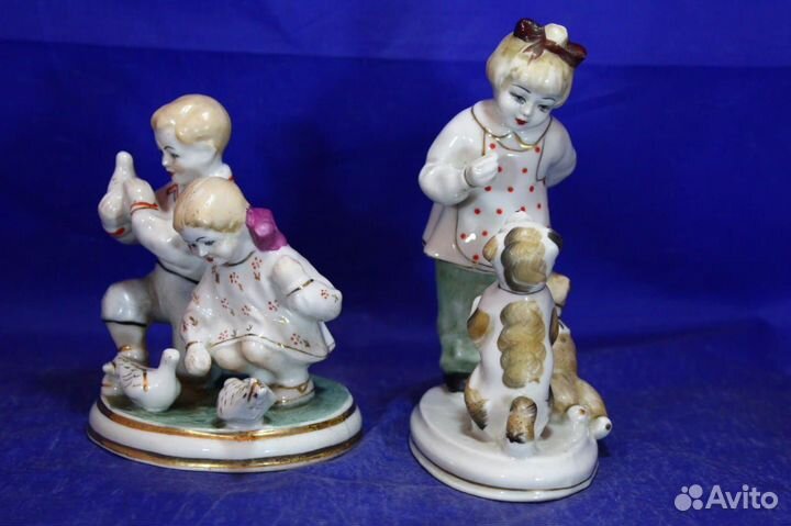 Фарфоровая статуэтка Дети и голуби А ну ка отними
