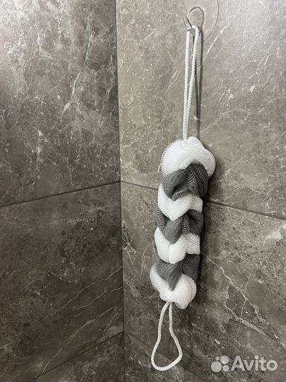 Мочалка оптом косичка бело-серая 100 штук