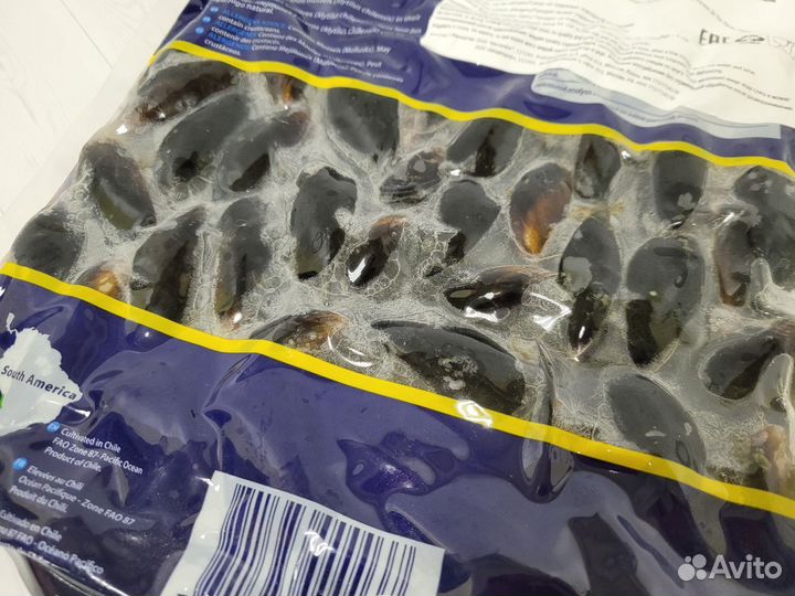 Мидии Чилийские целые в раковине, размер 40/60