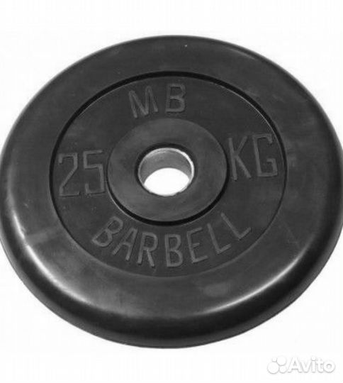 Диск обрезиненный новый barbell MB 25 кг 51 мм