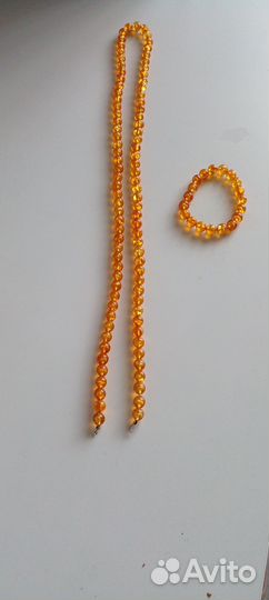 Бусы и браслет из натурального янтаря