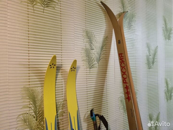 Лыжи, крепления б/у 2 пары