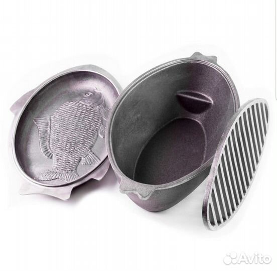 Утятница чугунная с крышкой-сковородой для рыбы и