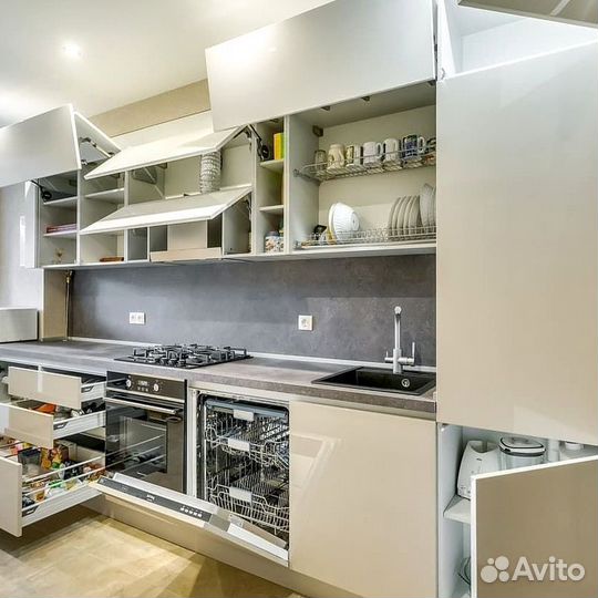 Прямая кухня с мдф фасадами