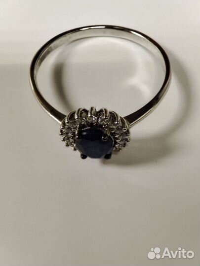 Кольцо серебр. с 1 Сапфир U 5/6 0,940, 18 фианит