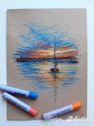 Картина пастель. Морской пейзаж