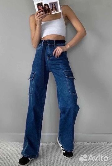 Джинсы карго женские