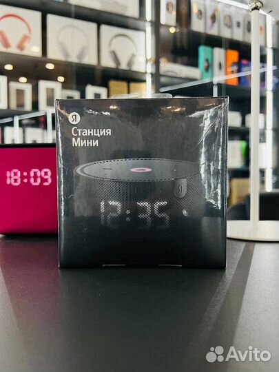 Яндекс Станция Мини с Часами Чёрный