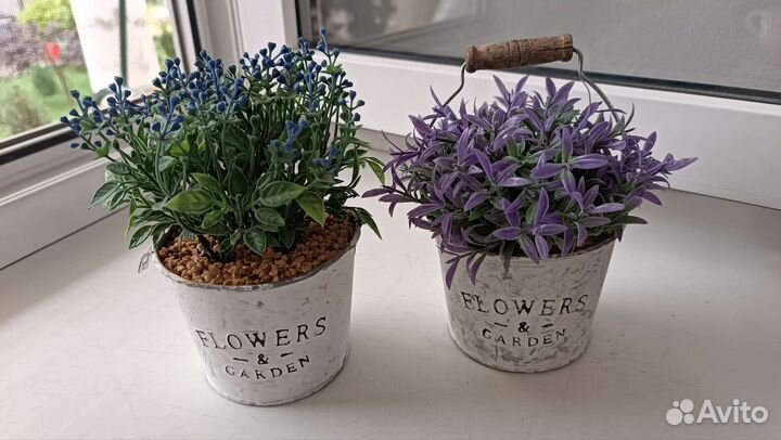 Искусственные цветы в горшках бу