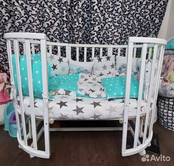 Детская кроватка трансформер с маятником