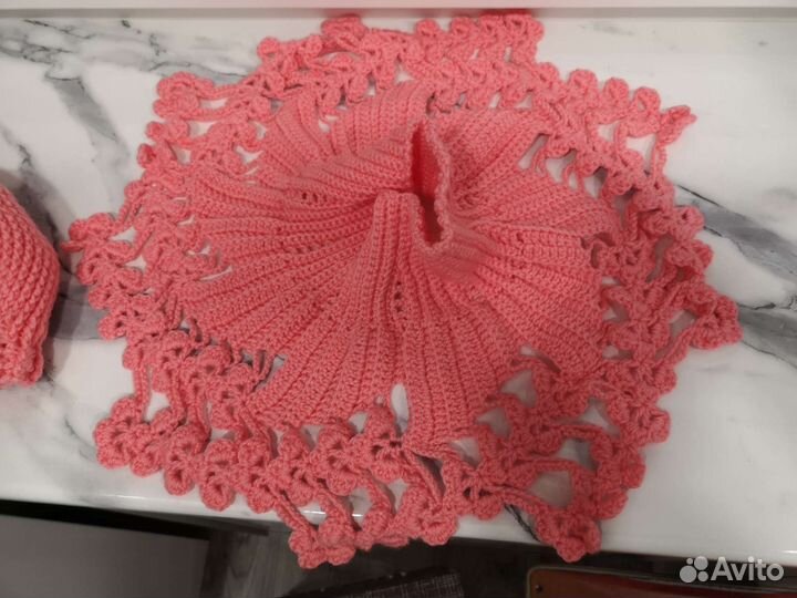 Шапка и горловина для девочки 4-9лет вязаные