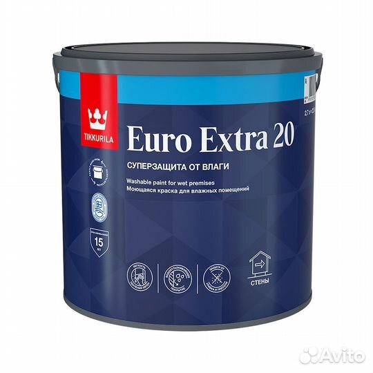 Краска моющаяся Tikkurila Euro Extra 20 база А бел