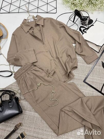 Льняной костюм женский двойка