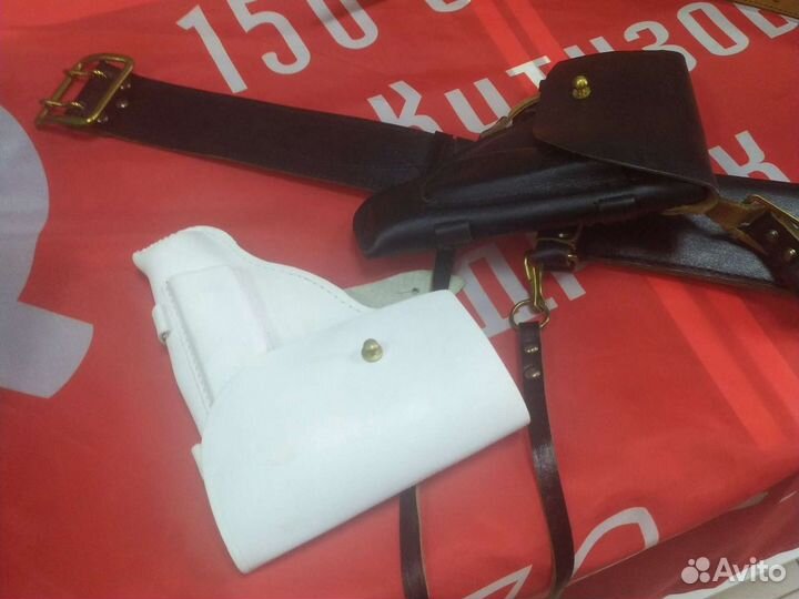 Ремень кожаный вмф для офицера с кобурой пм +