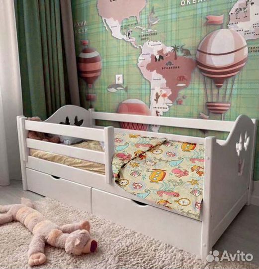 Кроватка высокий борт для малыша берёза сингл