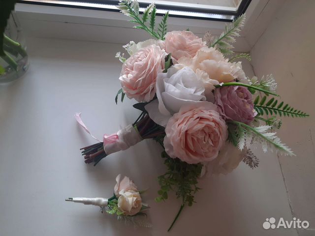 Свадебный букет невесты (+бутоньерка)