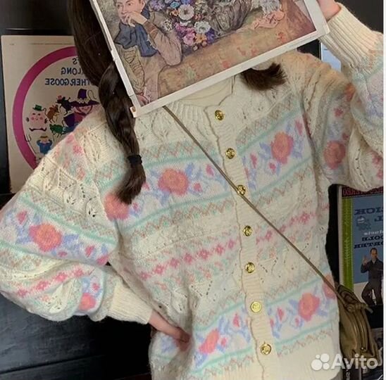 Милый винтажный свитер, кардиган