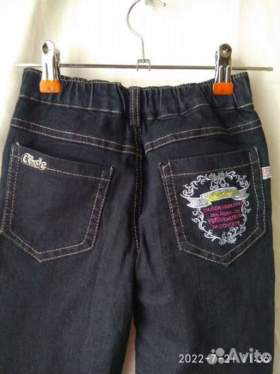 Джинсы для девочки утеплённые прямые новые